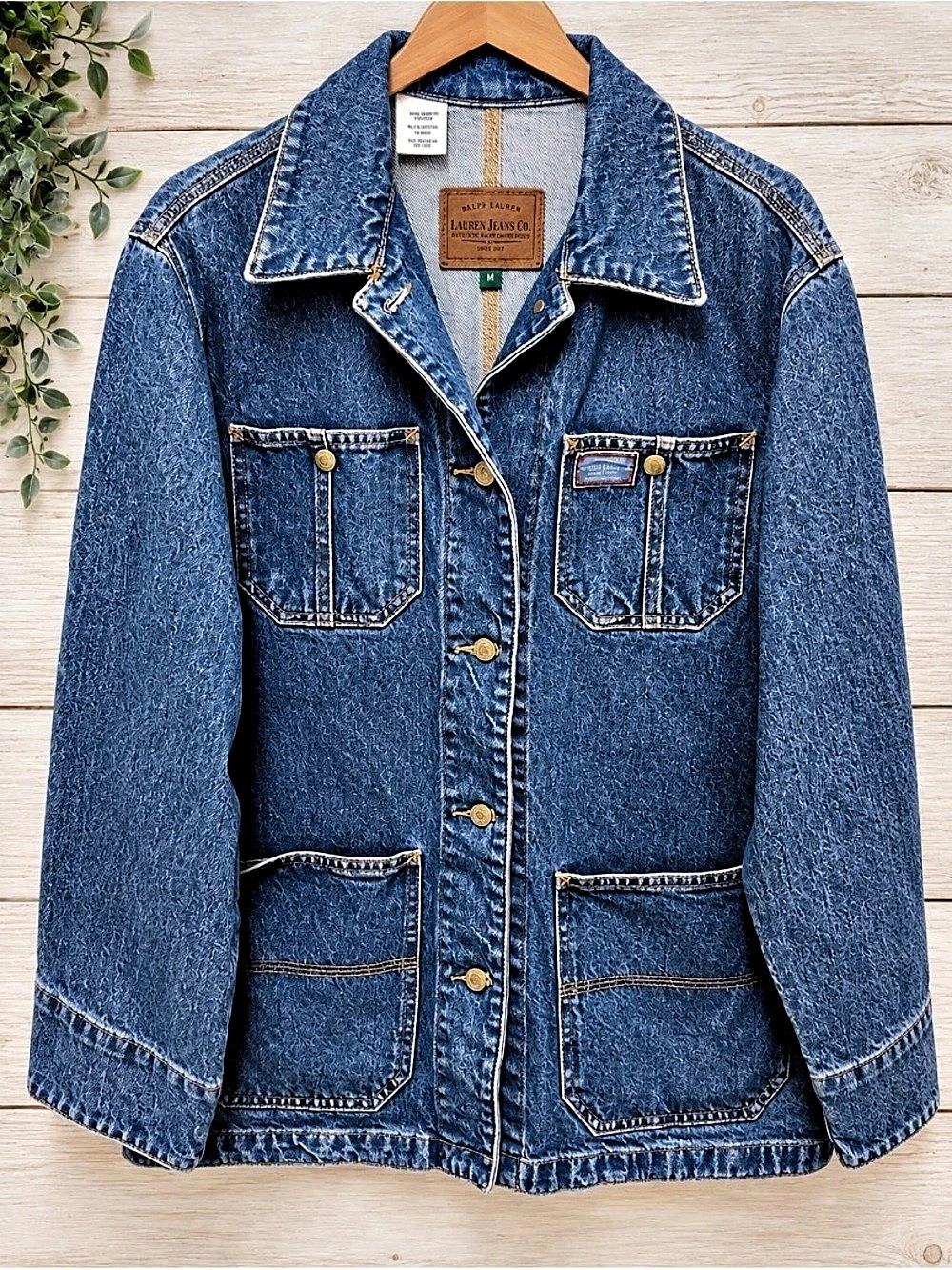 Ralph Lauren Lauren Jeans Co Denim Utility Jacket Women’s M Blue 4 Pocket